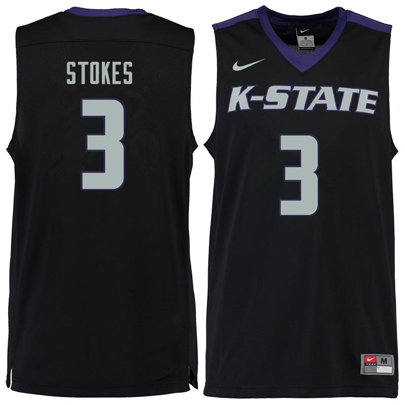 Men #3 Kamau Stokes Kansas State Wildcats College Basketball Jerseys Sale-Black